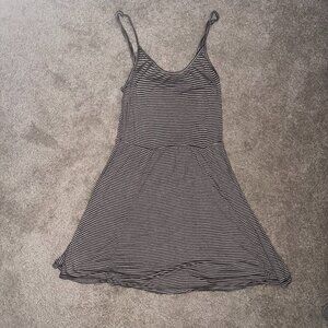Brandy Melville Black & Off-White Striped Mini Dress | One Size